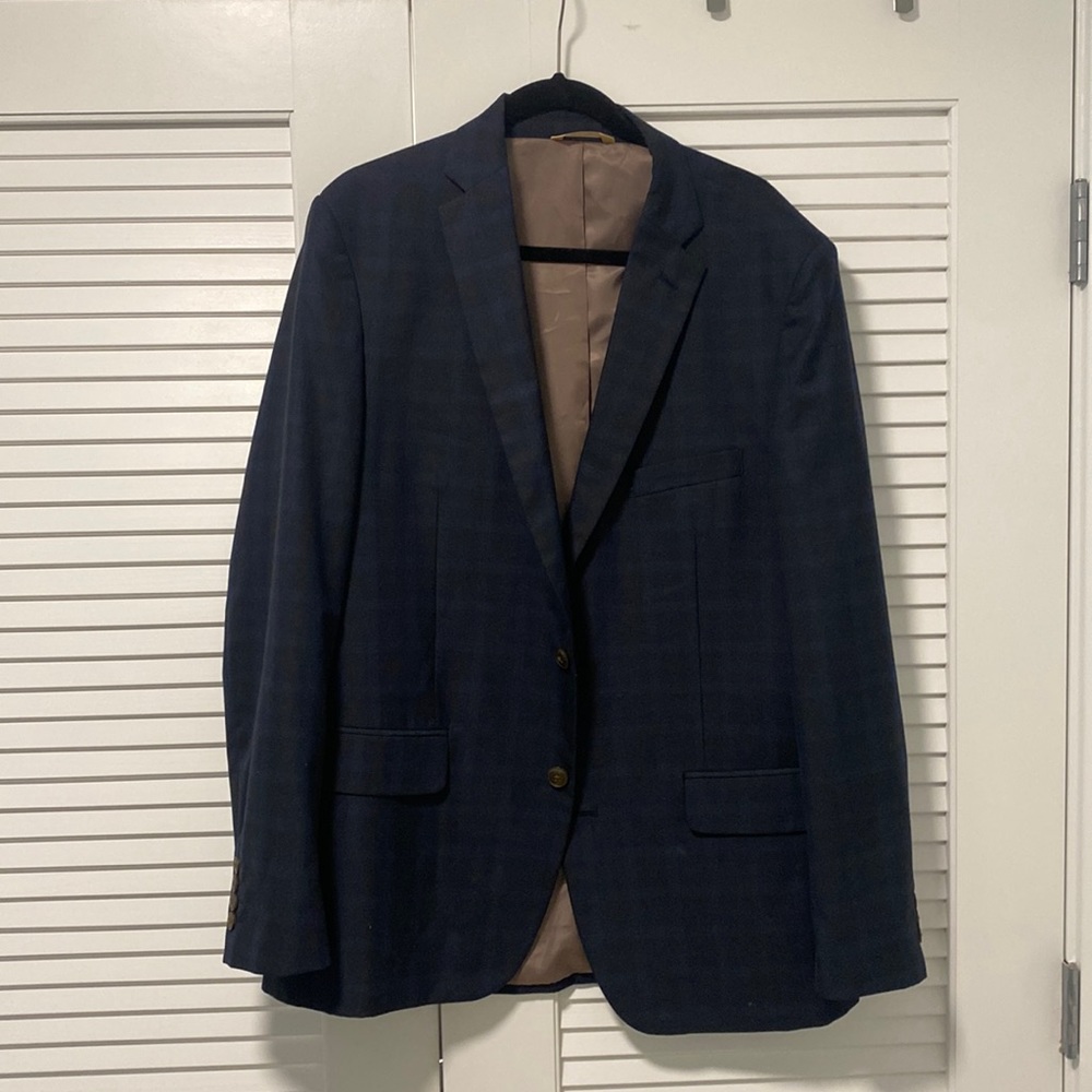 44L JM Haggar Blue Plaid jacket
